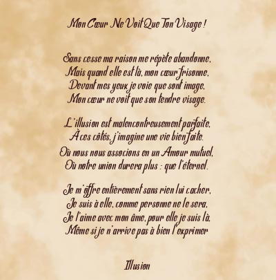 Le poème en image: Mon Cœur Ne Voit Que Ton Visage !