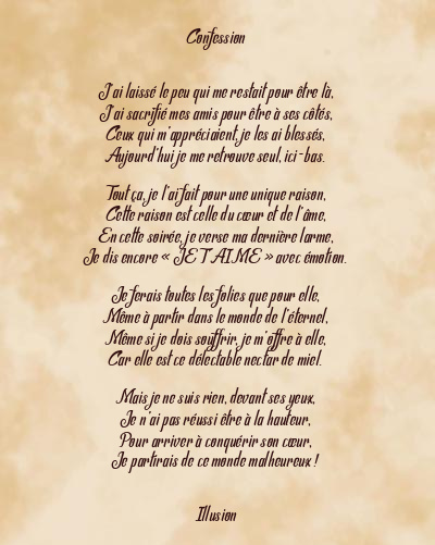 Le poème en image: Confession