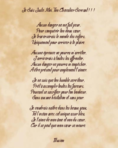 Le poème en image: Je Suis Juste Moi, Ton Chevalier Servant ! ! !