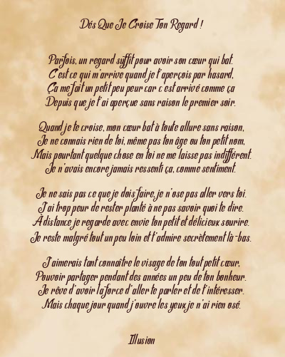 Le poème en image: Dés Que Je Croise Ton Regard !