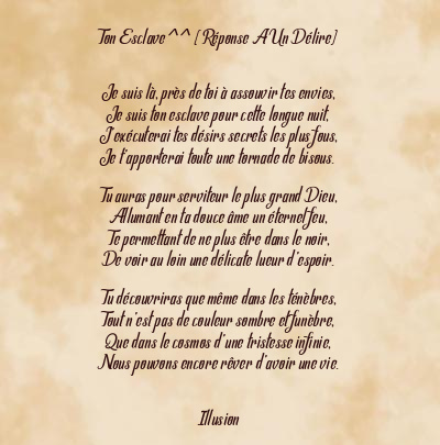 Le poème en image: Ton Esclave^^ (Réponse A Un Délire)