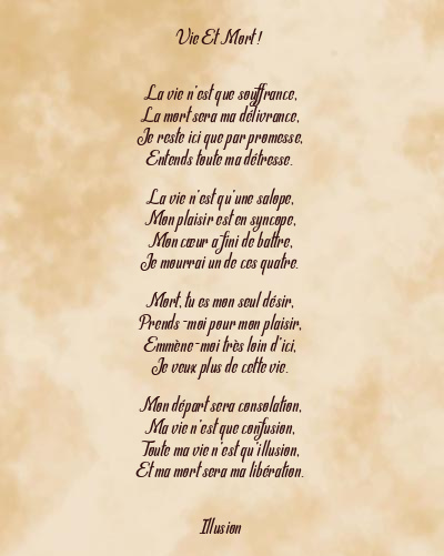 Le poème en image: Vie Et Mort !