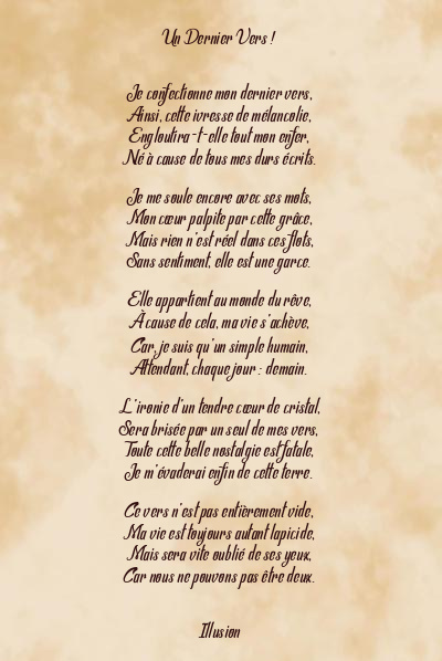Le poème en image: Un Dernier Vers !