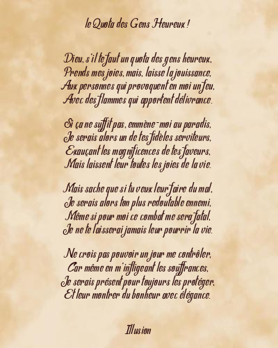 Le poème en image: Le Quota Des Gens Heureux !