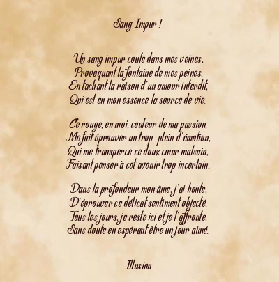 Le poème en image: Sang Impur !