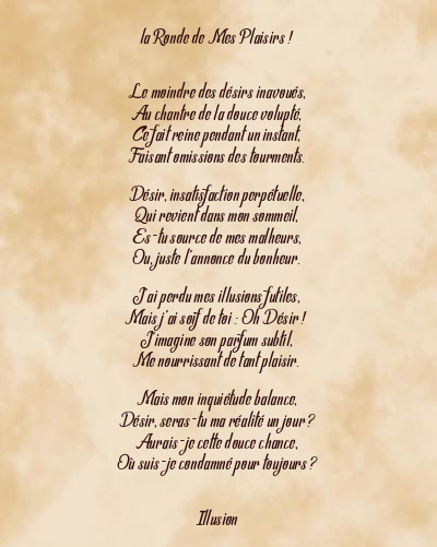 Le poème en image: La Ronde De Mes Plaisirs !