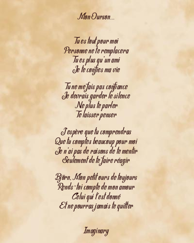Le poème en image: Mon Ourson…