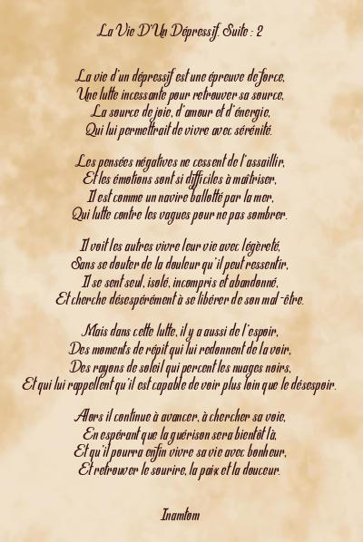 Le poème en image: Les Ombres Et La Lumière D’un Dépressif