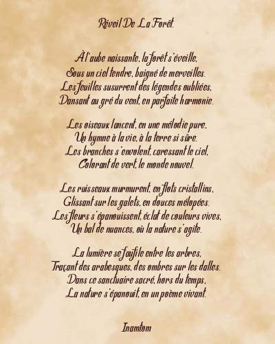 Le poème en image: Réveil De La Forêt.