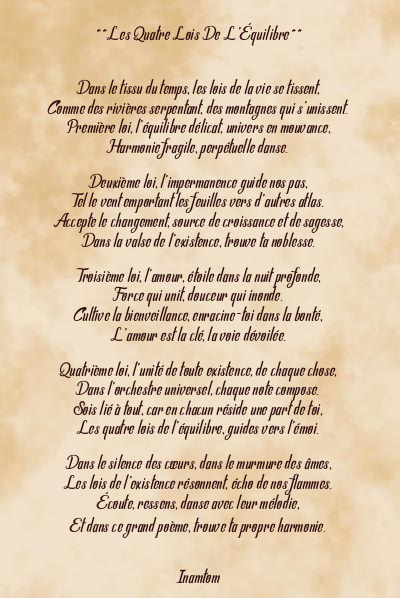 Le poème en image: Les Lois De La Vie.