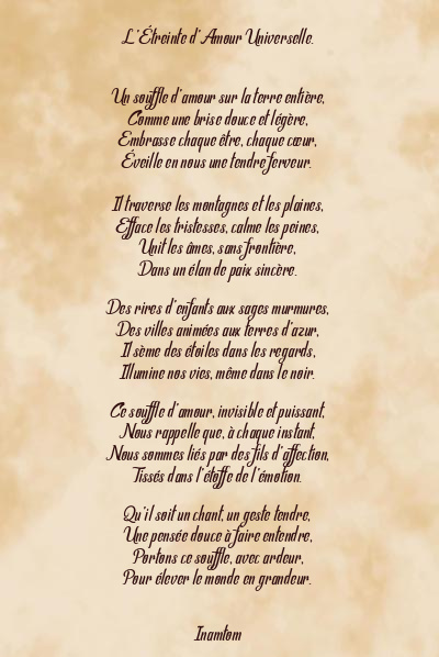 Le poème en image: L’étreinte D’amour Universelle.