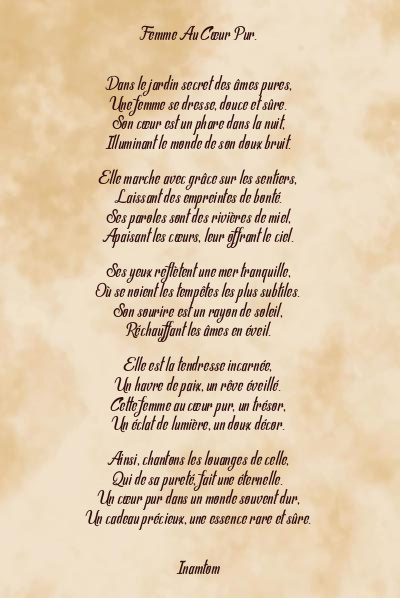 Le poème en image: Femme Au Cœur Pur.