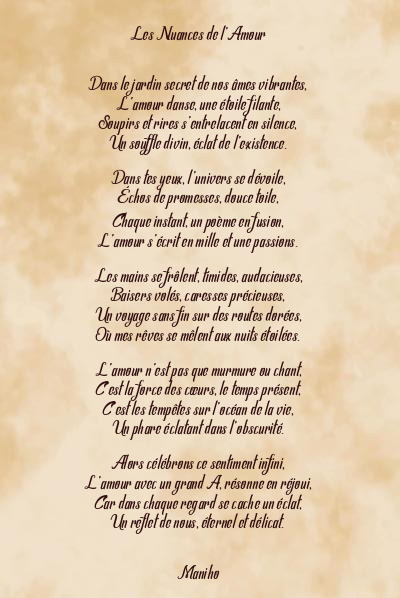 Le poème en image: Les Nuances De L’amour