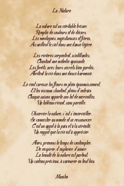 Le poème en image: La Nature