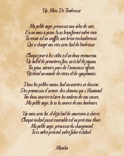Le poème en image: Un Mois De Tendresse