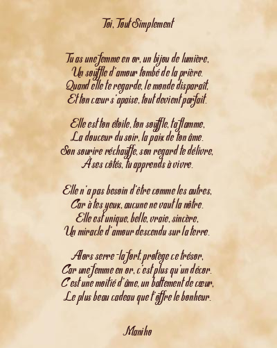 Le poème en image: Toi, Tout Simplement
