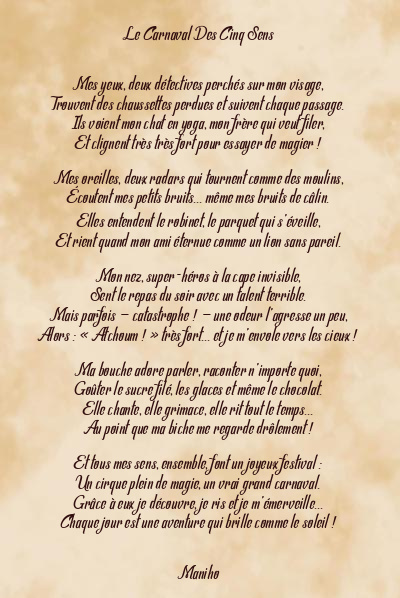 Le poème en image: Le Carnaval Des Cinq Sens