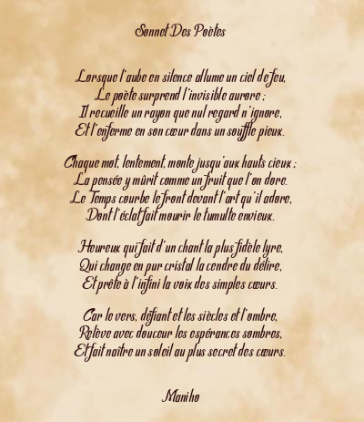 Le poème en image: Sonnet Des Poètes