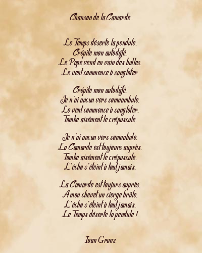Le poème en image: Chanson De La Camarde