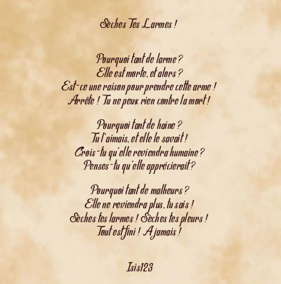 Le poème en image: Sèches Tes Larmes !