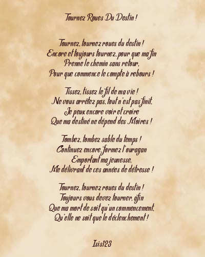 Le poème en image: Tournez Roues Du Destin !