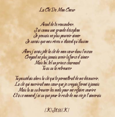 Le poème en image: La Clé De Mon Coeur