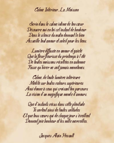 Le poème en image: Calme Intérieur, La Moisson