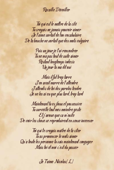 Le poème en image: Racaille Dévoiller