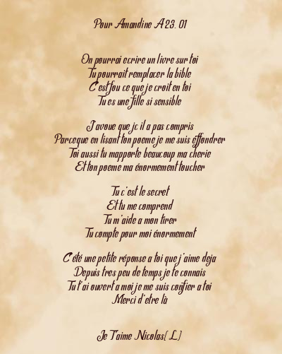Le poème en image: Pour Amandine A 23. 01