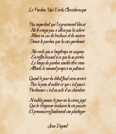 Le poème en image: Le Pardon, Une Vertu Chevaleresque
