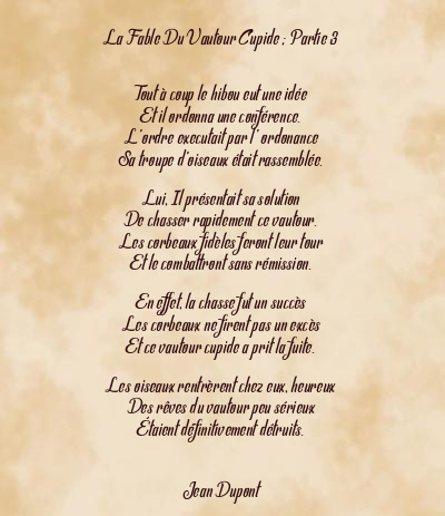 Le poème en image: La Fable Du Vautour Cupide ; Partie 3