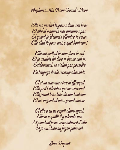 Le poème en image: Stéphanie, Ma Chère Grand-Mère