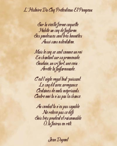 Le poème en image: L’histoire Du Coq Prétentieux Et Pompeux