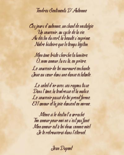 Le poème en image: Tendres Sentiments D’automne