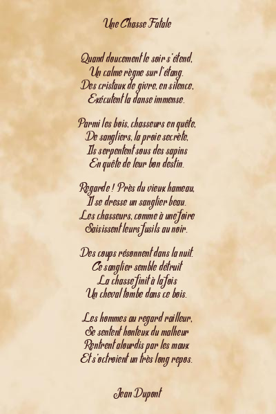 Le poème en image: Une Chasse Fatale