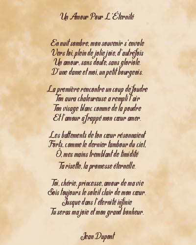 Le poème en image: Un Amour Pour L’éternité