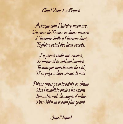 Le poème en image: Chant Pour La France