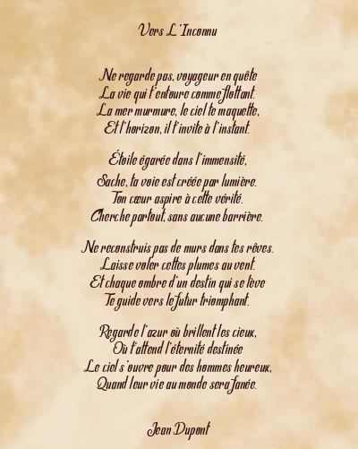 Le poème en image: Vers L’inconnu