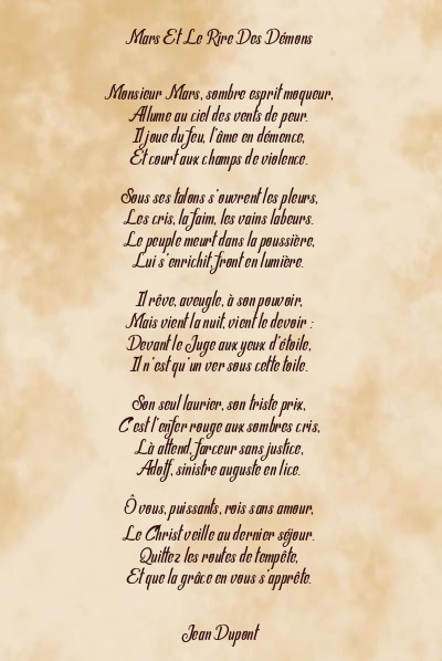 Le poème en image: Mars Et Le Rire Des Démons
