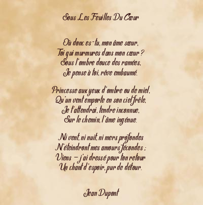 Le poème en image: Sous Les Feuilles Du Cœur