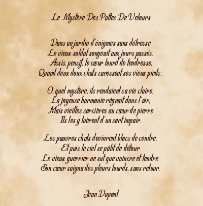 Le poème en image: Le Mystère Des Pattes De Velours