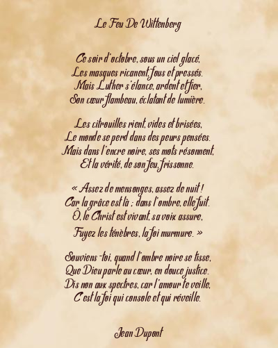Le poème en image: Le Feu De Wittenberg