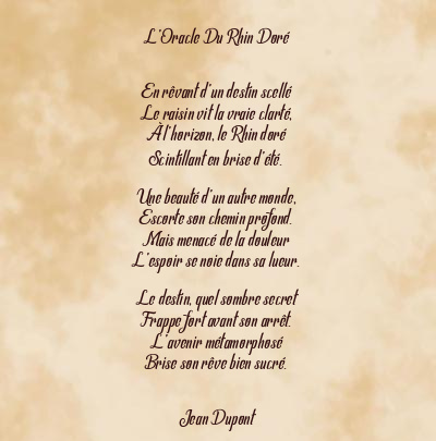 Le poème en image: L’oracle Du Rhin Doré