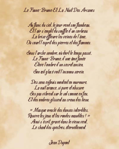 Le poème en image: Le Faune-Brume Et La Nuit Des Arcanes