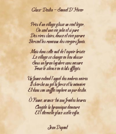 Le poème en image: Glace-Destin — Sonnet D’hiver