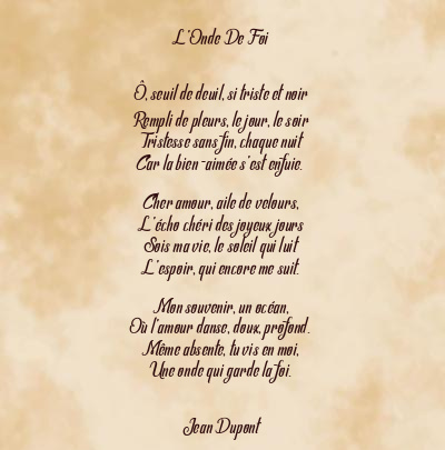 Le poème en image: L’onde De Foi