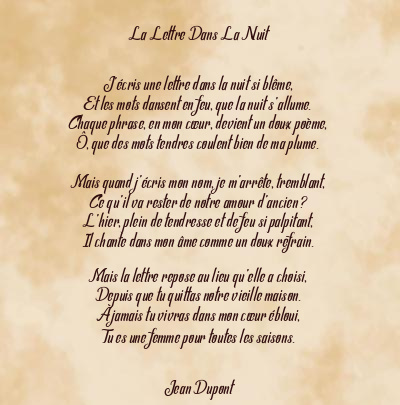 Le poème en image: La Lettre Dans La Nuit