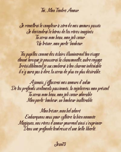 Le poème en image: Toi, Mon Tendre Amour.
