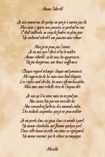 Le poème en image: Amour Interdit