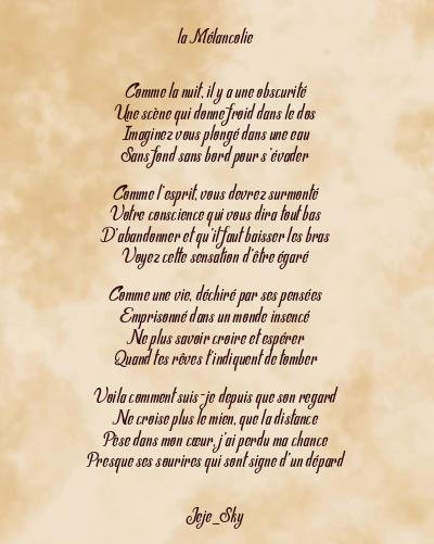 Le poème en image: La Mélancolie